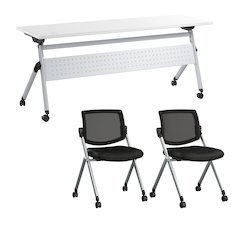 Envision 72W Folding Training Table with 2 Folding Chairs