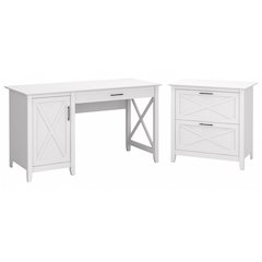 Key West 54W Computer Desk with Storage and 2 Drawer Lateral File Cabinet