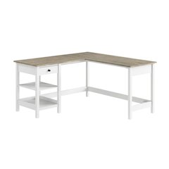 White L-Shaped Computer Desk With Storage And Wire Management