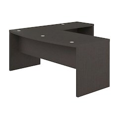 Gray L-Shaped Desk With Bow Front And Modern Design