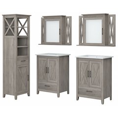 Key West 48W Double Vanity Set with Sinks, Medicine Cabinets and Linen Tower