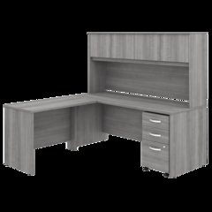 Studio C 72W x 30D L Shaped Desk with Hutch, Mobile File Cabinet and 42W Return
