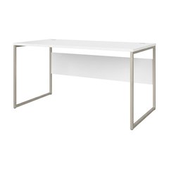 Gray hybrid computer desk with metal legs, 60W x 30D workspace, sturdy, stylish