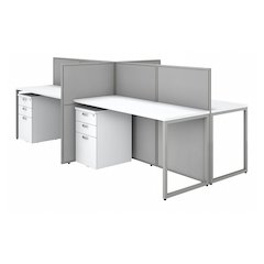Easy Office 60W 4 Person Cubicle Desk with File Cabinets and 45H Panels
