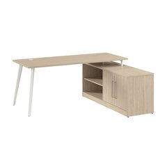 Vista 72W L Shaped Desk with Splayed Metal Legs and Low Storage Cabinet
