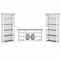 Key West Tall TV Stand with Set of 2 Bookcases