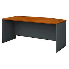 Series C Collection Bow Front Desk, 71.13" x 36.13" x 29.88", Natural Cherry/Graphite Gray