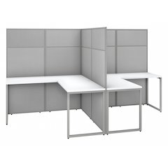 Easy Office 60W 2 Person L Shaped Cubicle Desk Workstation with 66H Panels