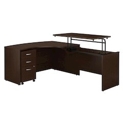 L-Shaped Office Desk, Mobile File Cabinet, Neutral Finish For Workspace