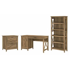 54W Computer Desk with 2 Drawer Lateral File Cabinet and 5 Shelf Bookcase