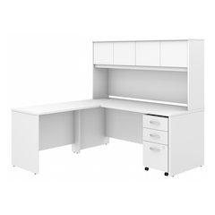 Studio C 72W x 30D L Shaped Desk with Hutch, Mobile File Cabinet and 42W Return