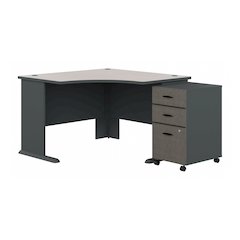 Series A 48W Corner Desk with Mobile File Cabinet