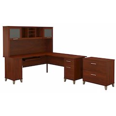 Somerset 72W L Shaped Desk with Hutch and Lateral File Cabinet