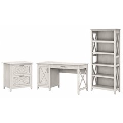 54W Computer Desk with 2 Drawer Lateral File Cabinet and 5 Shelf Bookcase