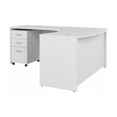 Studio C 60W x 43D Left Hand L-Bow Desk with 3 Drawer Mobile File Cabinet