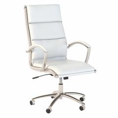 High Back Leather Executive Office Chair - White Leather