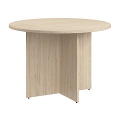 42-inch Round Conference Table with Wood Base in Natural Elm