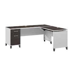 Gray L-Shaped Sit-To-Stand Office Desk With 3 Positions And Storage