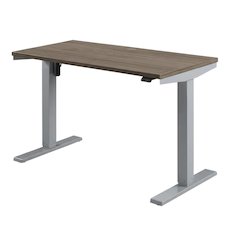 Electric Height-Adjustable Office Desk In Silver With Steel Frame