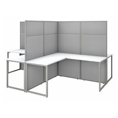 Easy Office 60W 4 Person L Shaped Cubicle Desk Workstation with 66H Panels