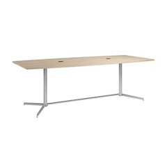 96-inch Office Conference Table with Metal Base in Natural Elm