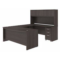 Studio C 72W x 36D U Shaped Desk with Hutch and Mobile File Cabinet