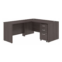Studio C 60W x 30D L Shaped Desk with Mobile File Cabinet and 42W Return