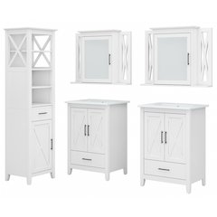 Key West 48W Double Vanity Set with Sinks, Medicine Cabinets and Linen Tower