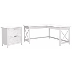 Key West 60W L Shaped Desk with 2 Drawer Lateral File Cabinet