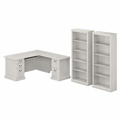 Saratoga L Shaped Computer Desk and Bookcase Set
