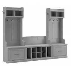 Woodland Entryway Storage Set with Hall Trees and Shoe Bench with Drawers