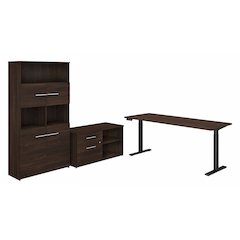 Office 500 72W Height Adjustable Standing Desk with Storage and Bookcase
