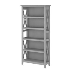Tall 5 Shelf Bookcase with Farmhouse Style and Open Storage Compartments