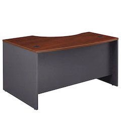 Right-Handed L-Shaped Desk With Cherry And Gray Finish For Office Spaces