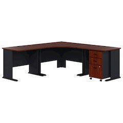 Series A 84W x 84D Corner Desk with Mobile File Cabinet