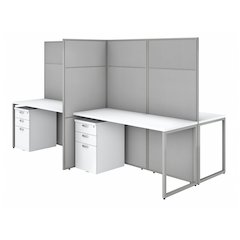 Easy Office 60W 4 Person Cubicle Desk with File Cabinets and 66H Panels