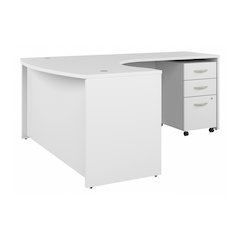 Studio C 60W x 43D Right Hand L-Bow Desk with 3 Drawer Mobile File Cabinet