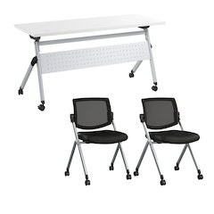 Envision 60W Folding Training Table and 2 Folding Chairs
