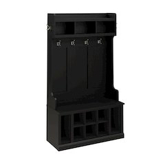 Woodland 40W Hall Tree and Shoe Storage Bench with Shelves