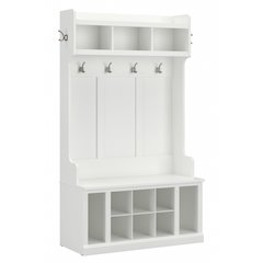 Woodland 40W Hall Tree and Shoe Storage Bench with Shelves