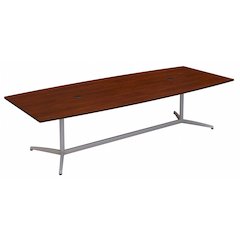 96W x 42D Boat Shaped Conference Table with Metal Base