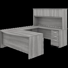 Studio C 72W x 36D U Shaped Desk with Hutch and Mobile File Cabinet