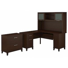 Somerset 60W L Shaped Desk with Hutch and Lateral File Cabinet
