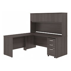Studio C 72W x 30D L Shaped Desk with Hutch, Mobile File Cabinet and 42W Return