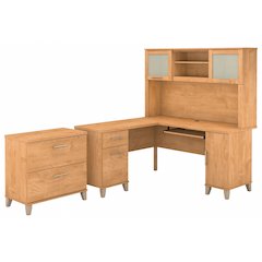 Somerset 60W L Shaped Desk with Hutch and Lateral File Cabinet