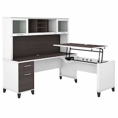 Somerset 72W 3 Position Sit to Stand L Shaped Desk with Hutch