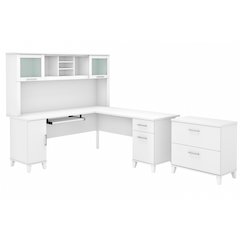 Somerset 72W L Shaped Desk with Hutch and Lateral File Cabinet