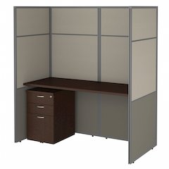 Easy Office 60W Cubicle Desk with File Cabinet and 66H Closed Panels Workstation