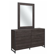 Atria 6 Drawer Dresser with Mirror in Charcoal Gray