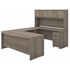Studio C 72W x 36D U Shaped Desk with Hutch and Mobile File Cabinet